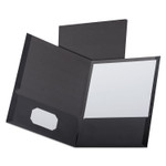 Oxford Linen Finish Twin Pocket Folders, 100-Sheet Capacity, 11 x 8.5, Black, 25/Box (OXF53406) View Product Image