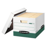 Bankers Box R-KIVE Heavy-Duty Storage Boxes, Letter/Legal Files, 12.75" x 16.5" x 10.38", White/Green, 12/Carton (FEL07241) View Product Image