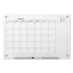Quartet Infinity Magnetic Glass Calendar Board, Monthly Planning/Scheduling, 36" x 24", White Surface