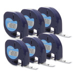 DYMO LetraTag Plastic Label Tape Cassette, 0.5" x 13 ft, White, 6/Pack
