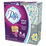 Puffs Ultra Soft Facial Tissue, 2-Ply, White, 56 Sheets/Box, 4 Boxes/Pack