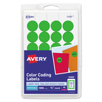 Avery Printable Self-Adhesive Removable Color-Coding Labels, 0.75" dia, Neon Green, 24/Sheet, 42 Sheets/Pack, (5468) View Product Image