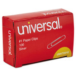 Universal Paper Clips, #1, Smooth, Silver, 100 Clips/Box, 10 Boxes/Pack UNV72210 (UNV72210) View Product Image