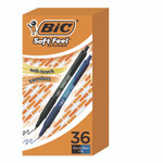 BIC Soft Feel Ballpoint Pen Value Pack, Retractable, Medium 1 mm, Black Ink, Black Barrel, 36/Pack