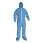 KleenGuard A65 Zipper Front Hood and Boot Flame-Resistant Coveralls, Elastic Wrist and Ankles, 2X-Large,Blue,  25/Carton (KCC45355) View Product Image