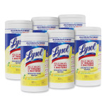 LYSOL Brand Disinfecting Wipes, 1-Ply, 7 x 7.25, Lemon and Lime Blossom, White, 80 Wipes/Canister (RAC77182EA) Product Image 