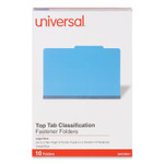 Universal Bright Colored Pressboard Classification Folders, 2" Expansion, 2 Dividers, 6 Fasteners, Legal Size, Cobalt Blue, 10/Box (UNV10311) View Product Image