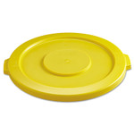 Rubbermaid Commercial BRUTE Self-Draining Flat Top Lids for 32 gal Round BRUTE Containers, 22.25" Diameter, Yellow (RCP2631YEL) View Product Image
