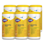 Clorox Disinfecting Wipes, 1-Ply, 7 x 8, Lemon Fresh, White, 75/Canister, 6/Carton (CLO15948CT) View Product Image