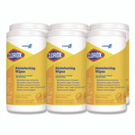 Clorox Disinfecting Wipes, 1-Ply, 7 x 8, Lemon Fresh, White, 75/Canister, 6/Carton