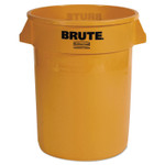 Rubbermaid Commercial Vented Round Brute Container, 32 gal, Plastic, Yellow
