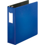 Business Source D-Ring Binder w/Label Holder, Hvy-Dty, 3", Blue (BSN33115) View Product Image