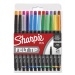 Sharpie Art Pen Porous Point Pen, Stick, Fine 0.4 mm, Assorted Ink Colors, Black Barrel, 24/Pack (SAN1983967) View Product Image