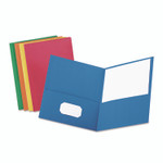 Oxford Twin-Pocket Folder, Embossed Leather Grain Paper, 0.5" Capacity, 11 x 8.5, Assorted Colors, 25/Box