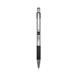 Zebra F-301 Ballpoint Pen, Retractable, Bold 1.6 mm, Black Ink, Stainless Steel/Black Barrel, 12/Pack