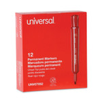 Universal Chisel Tip Permanent Marker, Broad Chisel Tip, Red, Dozen (UNV07052) View Product Image
