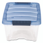 IRIS Stack and Pull Latching Flat Lid Storage Box, 3.23 gal, 10.9" x 16.5" x 6.5", Clear/Translucent Blue