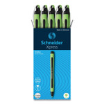 Schneider Xpress Fineliner Porous Point Pen, Stick, Medium 0.8 mm, Black Ink, Black/Green Barrel, 10/Box