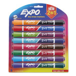 EXPO 2-in-1 Dry Erase Markers, Fine/Broad Chisel Tips, Assorted Colors, 8/Pack