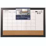 Quartet Magnetic Combination Board Calendar, Monthly Planning/Scheduling, 35" x 23", Tan/White Surface, Black Wood Frame