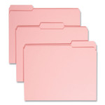 Smead Reinforced Top Tab Colored File Folders, 1/3-Cut Tabs: Assorted, Letter Size, 0.75" Expansion, Pink, 100/Box