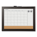 Quartet Home Decor Magnetic Dry Erase Board, Monthly Planning/Scheduling Calendar, 23" x 17", Tan/White Surface, Espresso Wood Frame