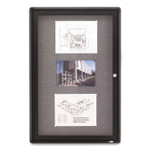 Quartet Enclosed Indoor Fabric Bulletin Board with One Hinged Door, 24" x 36", Gray Surface, Graphite Gray Aluminum Frame