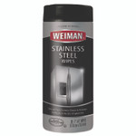 WEIMAN Stainless Steel Wipes, 1-Ply, 7 x 8, White, 30/Canister
