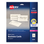 Avery Printable Microperforated Business Cards w/Sure Feed Technology, Laser, 2 x 3.5, Ivory, 250 Cards, 10/Sheet, 25 Sheets/Pack (AVE5376) View Product Image