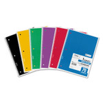 Mead Spiral Notebook, 1-Subject, Wide/Legal Rule, Assorted Cover Colors, (70) 10.5 x 8 Sheets, 6/Pack