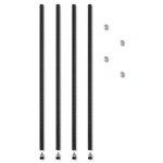 Alera Stackable Posts For Wire Shelving, 36 "High, Black, 4/Pack