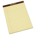 AbilityOne 7530013566727 SKILCRAFT Legal Pads, Wide/Legal Rule, Brown Leatherette Headband, 50 Canary-Yellow 8.5 x 11.75 Sheets, Dozen (NSN3566727) View Product Image