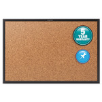Quartet Classic Series Cork Bulletin Board, 24" x 18", Tan Surface, Black Aluminum Frame