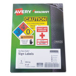 AbilityOne 7530016878151 SKILCRAFT/AVERY Surface Safe Sign Labels, 8 x 8, White, 1/Sheet, 15 Sheets/Box, 12 Boxes/Box (NSN6878151) View Product Image