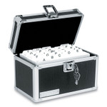 Vaultz Locking Index Card File, Holds 550 5 x 8 Cards, 8.75 x 5.5 x 5.75, Black