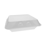 Pactiv Evergreen SmartLock Foam Hinged Lid Container, X-Large, 9.5 x 10.5 x 3.25, White, 250/Carton (PCTYHLW10010000) View Product Image
