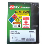 AbilityOne 7530016878146, SKILCRAFT AVERY Surface Safe Sign Labels, 7 x 10, White, 1/Sheet, 15 Sheets/Box, 12 Boxes/Box