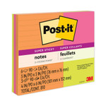 Post-it Notes Super Sticky Pads in Energy Boost Collection Colors, (6) Unruled 3" x 3" Pads, (3) Note Ruled 4" x 6" Pads, 90 Sheets/Pad, 9 Pads/Set View Product Image