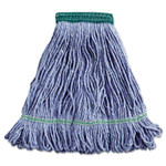 Boardwalk Super Loop Wet Mop Head, Cotton/Synthetic Fiber, 5" Headband, Medium Size, Blue (BWK502BLEA) View Product Image