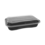 Pactiv Evergreen EarthChoice Versa2Go Microwaveable Container, 27 oz, 8.4 x 5.6 x 1.4, Black/Clear, Plastic, 150/Carton (PCTNV2GRT2786B) View Product Image