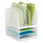 Safco Onyx Mesh Desk Organizer with Five Vertical and Three Horizontal Sections, Letter Size Files, 11.5" x 9.5" x 13", White (SAF3266WH) View Product Image