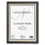 NuDell EZ Mount Document Frame with Trim Accent and Plastic Face, Plastic, 8.5 x 11 Insert, Black/Gold
