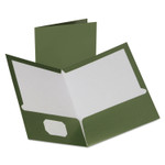 Oxford Two-Pocket Laminated Folder, 100-Sheet Capacity, 11 x 8.5, Metallic Green, 25/Box (OXF5049560) View Product Image