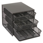 Safco 3 Drawer Hospitality Organizer, 7 Compartments, 11.5 x 8.25 x 8.25, Black