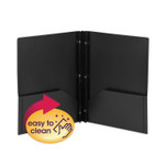 Smead Poly Two-Pocket Folder with Fasteners, 180-Sheet Capacity, 11 x 8.5, Black, 25/Box
