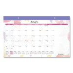 AT-A-GLANCE Watercolors Monthly Desk Pad Calendar, Watercolor Artwork, 17.75 x 11, White Sheets, Purple Binding, 12-Month (Jan-Dec): 2024 View Product Image