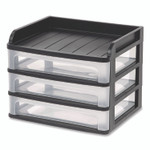 IRIS Small Three-Drawer Desktop Storage, 3 Sections, 9.13 x 6.88 x 8.13, Black/Clear