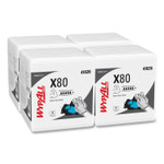 WypAll Power Clean X80 Heavy Duty Cloths, 1/4 Fold, 12.5 x 12, White, 50/Box, 4 Boxes/Carton