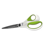 Westcott CarboTitanium Bonded Scissors, 8" Long, 3.25" Cut Length, White/Green Straight Handle (ACM16447) View Product Image