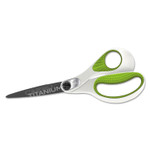 Westcott CarboTitanium Bonded Scissors, 8" Long, 3.25" Cut Length, Straight White/Green Handle